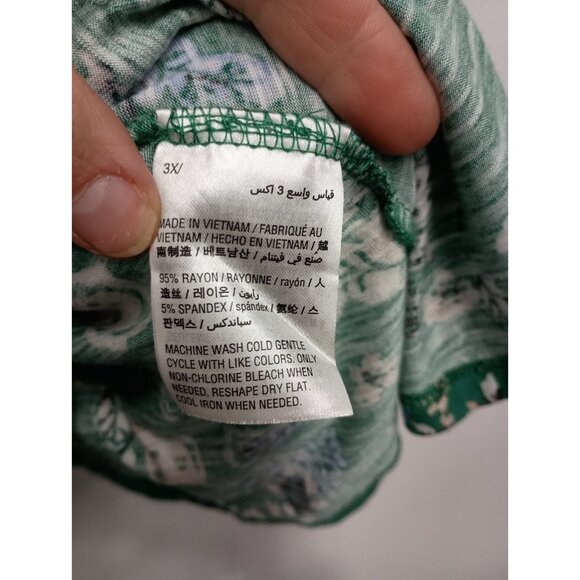 Style & Co Womens Top Size 3X Green Floral BOHO Cottagecore Festival Long Sleeve - Picture 5 of 7